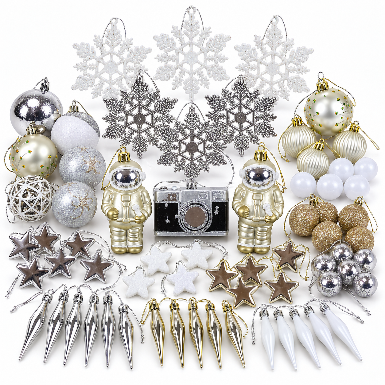 NAVIDAD TODOS Set 70 Adornos Navideños Dorados Set de Esferas - Imagen 1
