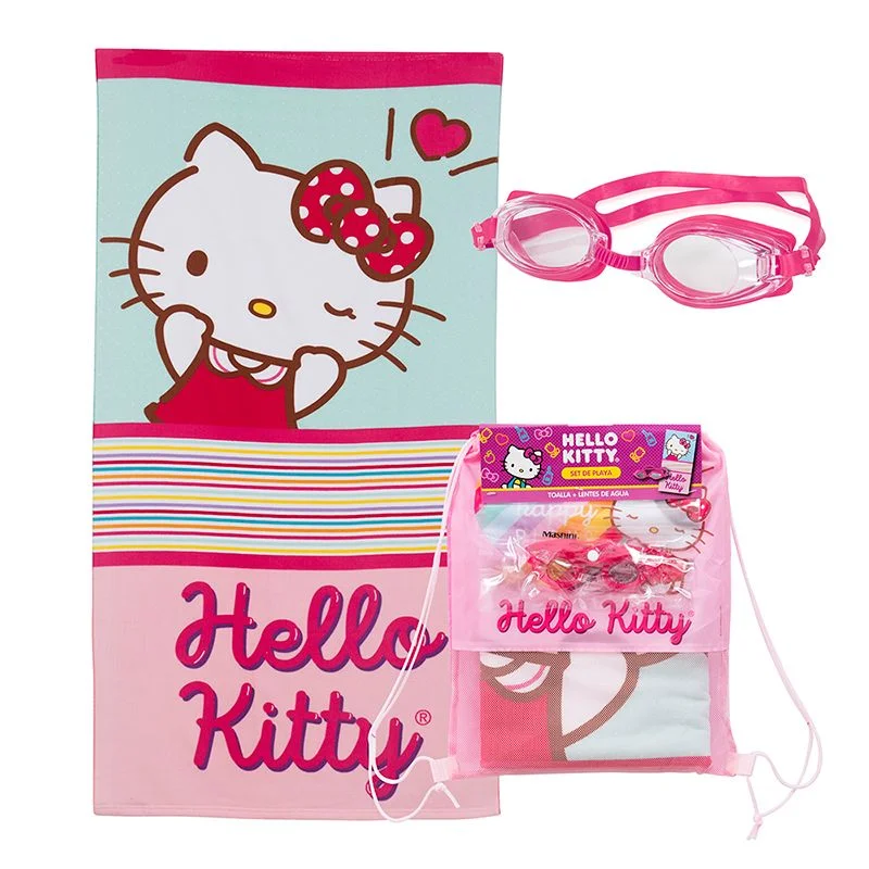 hellokittywebp1 Set Toalla, Lentes de Agua y Bolso Hello Kitty Raya - Imagen 1