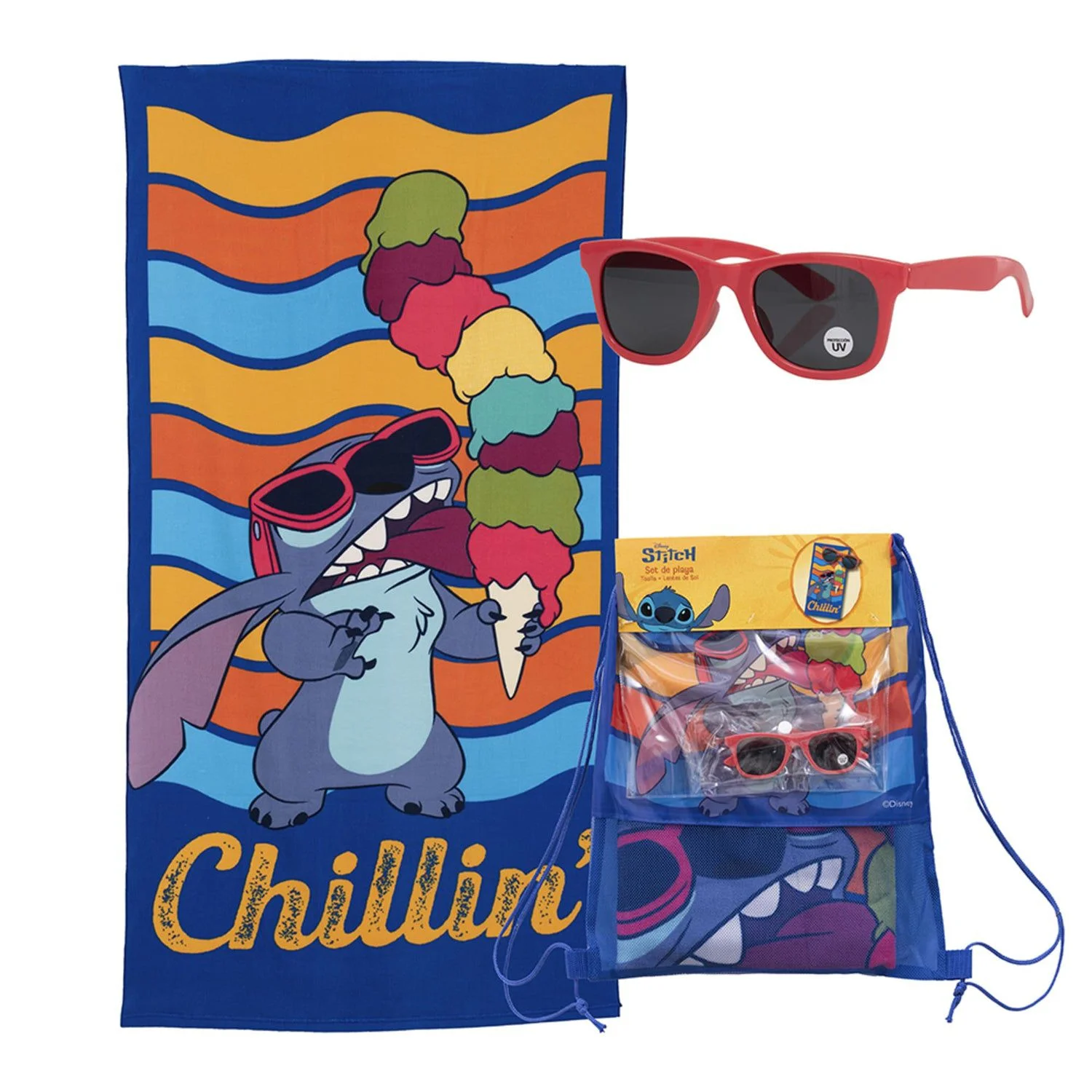 stichpngv2webp Set Toalla, Lentes de Sol y Bolso Stitch Helado - Imagen 1