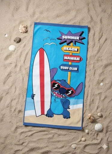 toalla microfibra8 Toalla de Playa Stitch Surf Club 68x137 cm - Imagen 1