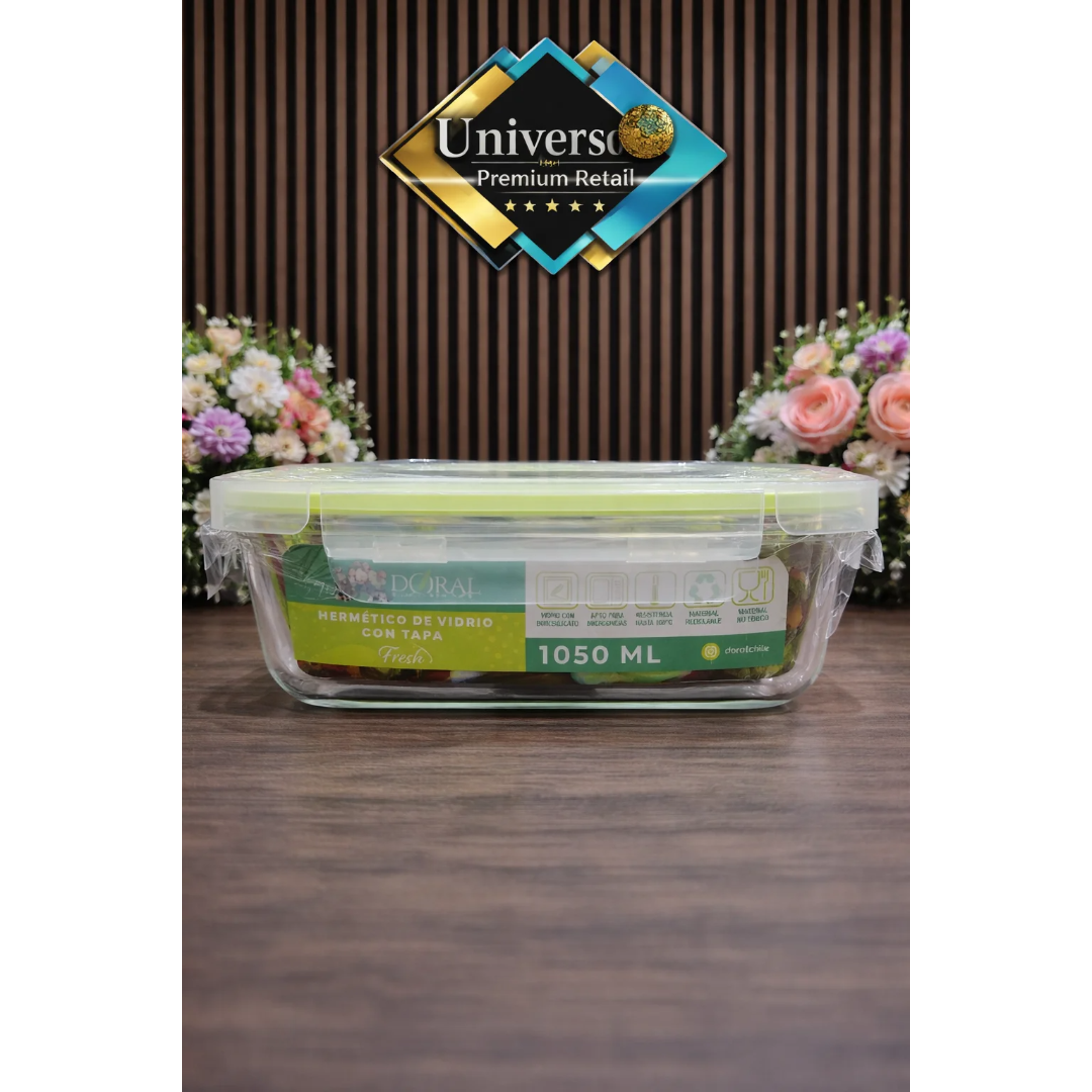 hermetico-de-vidrio-con-tapa-1050-ml-v2 Hermético de Vidrio DORAL Fresh 1050 ml con Tapa – Contenedor Hermético - Imagen 1