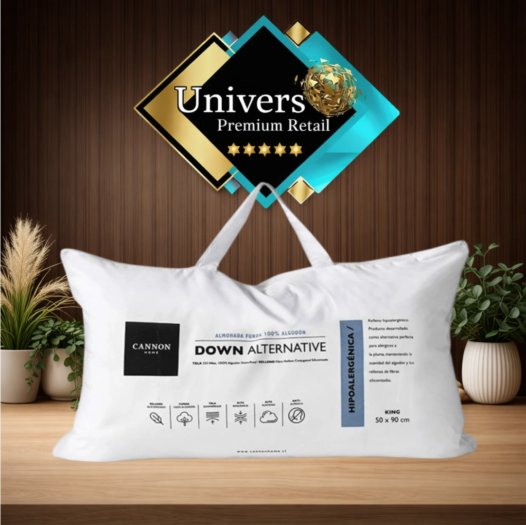 ALMOHADA CANNON DOWN ALTERNATIVE 90 X 50 CM ALGODÓN BLANCO 1web Almohada Cannon Down Alternative 90 x 50 cm Algodón Blanco (King) - Imagen 1