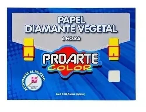 PAPEL DIAMANTE Pack x10 Papel Diamante Vegetal Proarte Color – 6 Hojas (26,5 x 37,5 cm) - Imagen 1