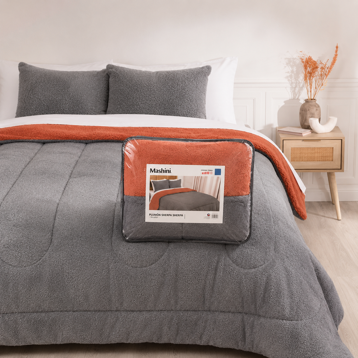 Sherpa sherpa gris naranjo web Plumon Sherpa Sherpa 2.0 plazas Mashini - Imagen 1
