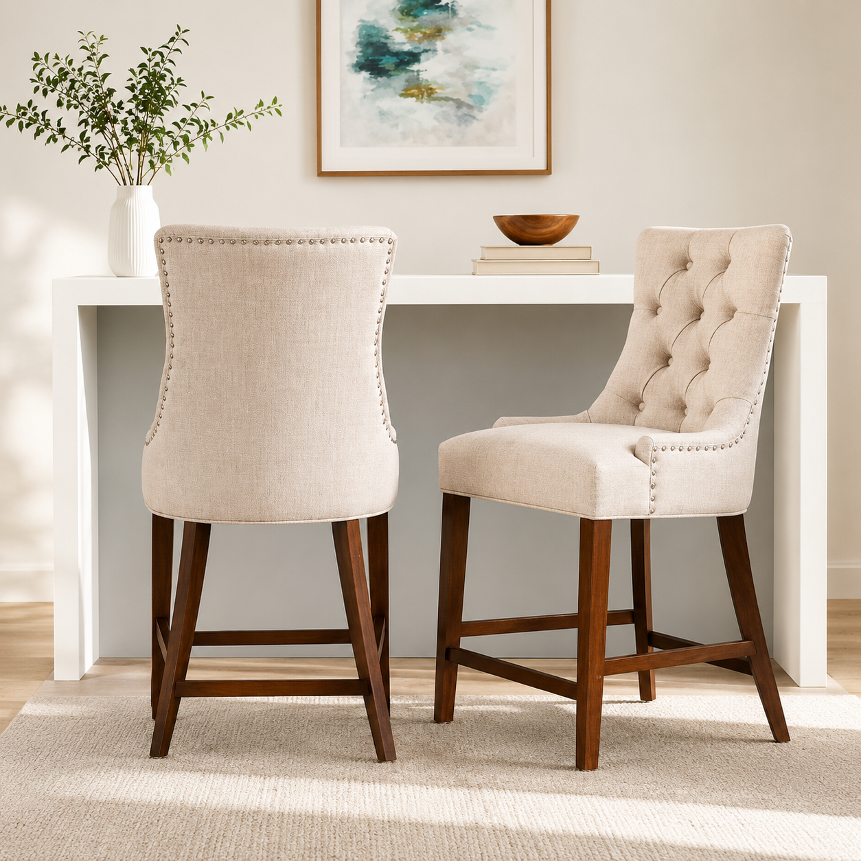 TABURETE-STYLEWELL-BAKERFORD-2 Banqueta Bakerford Beige Tapizada Pack 2 – StyleWell - Imagen 1