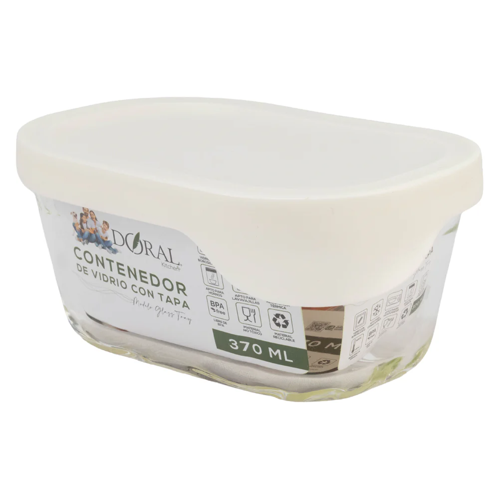 contenedor 370 ml CONTENEDOR VIDRIO GLASS TRAY RECTANGULAR 370 ML - DORAL - Imagen 1