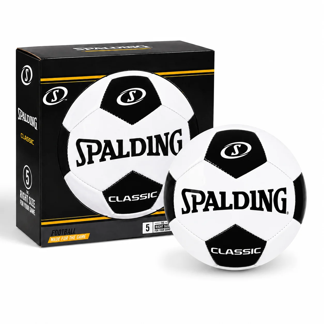 pelota futbol negra Balón Classic Football N°5 Blanco y Negro- Spalding® - Imagen 1