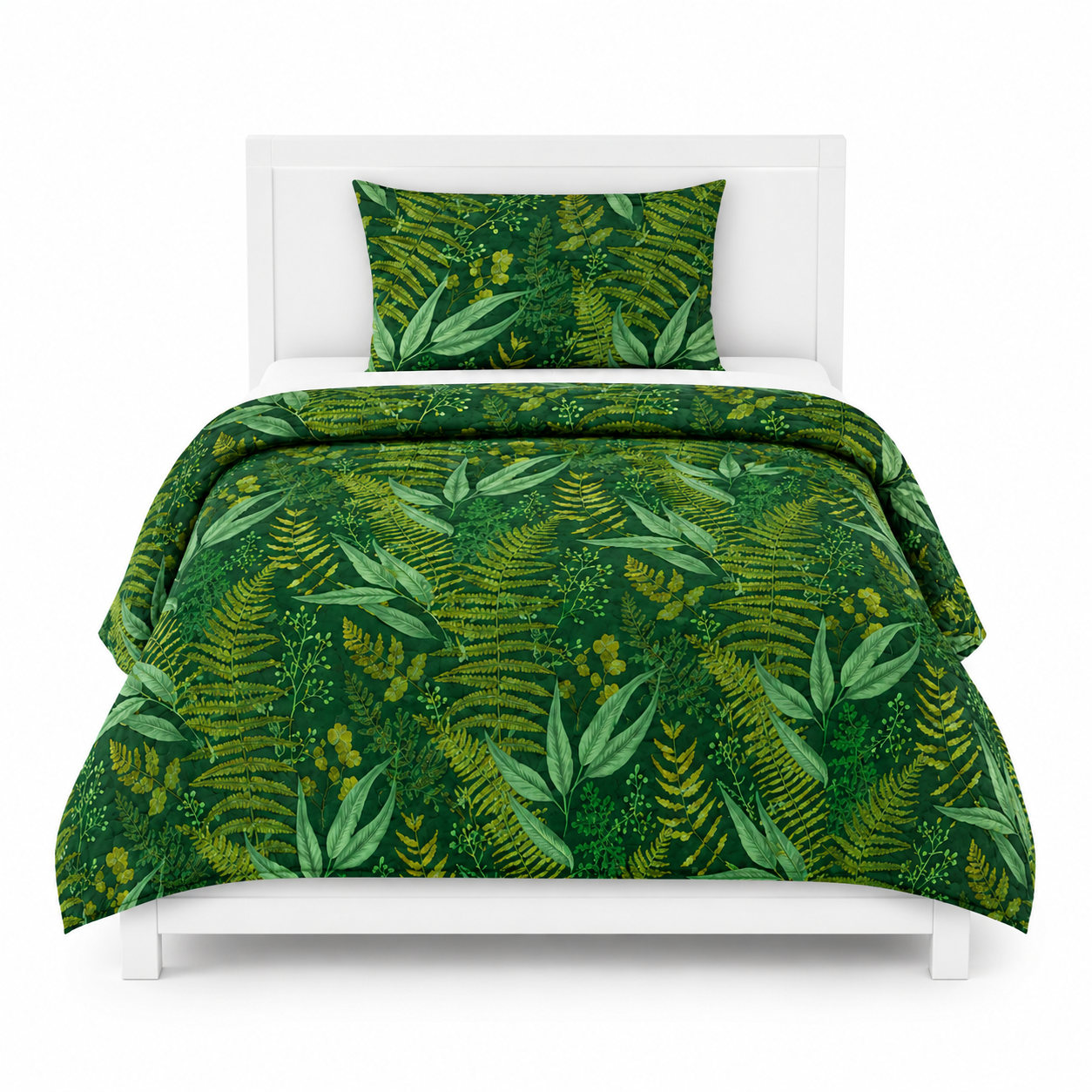 quilt-ultrasonico-mashini Quilt Basic Ultrasónico 1,5 Plaza Diseño Botánico Verde - Mashini® - Imagen 1