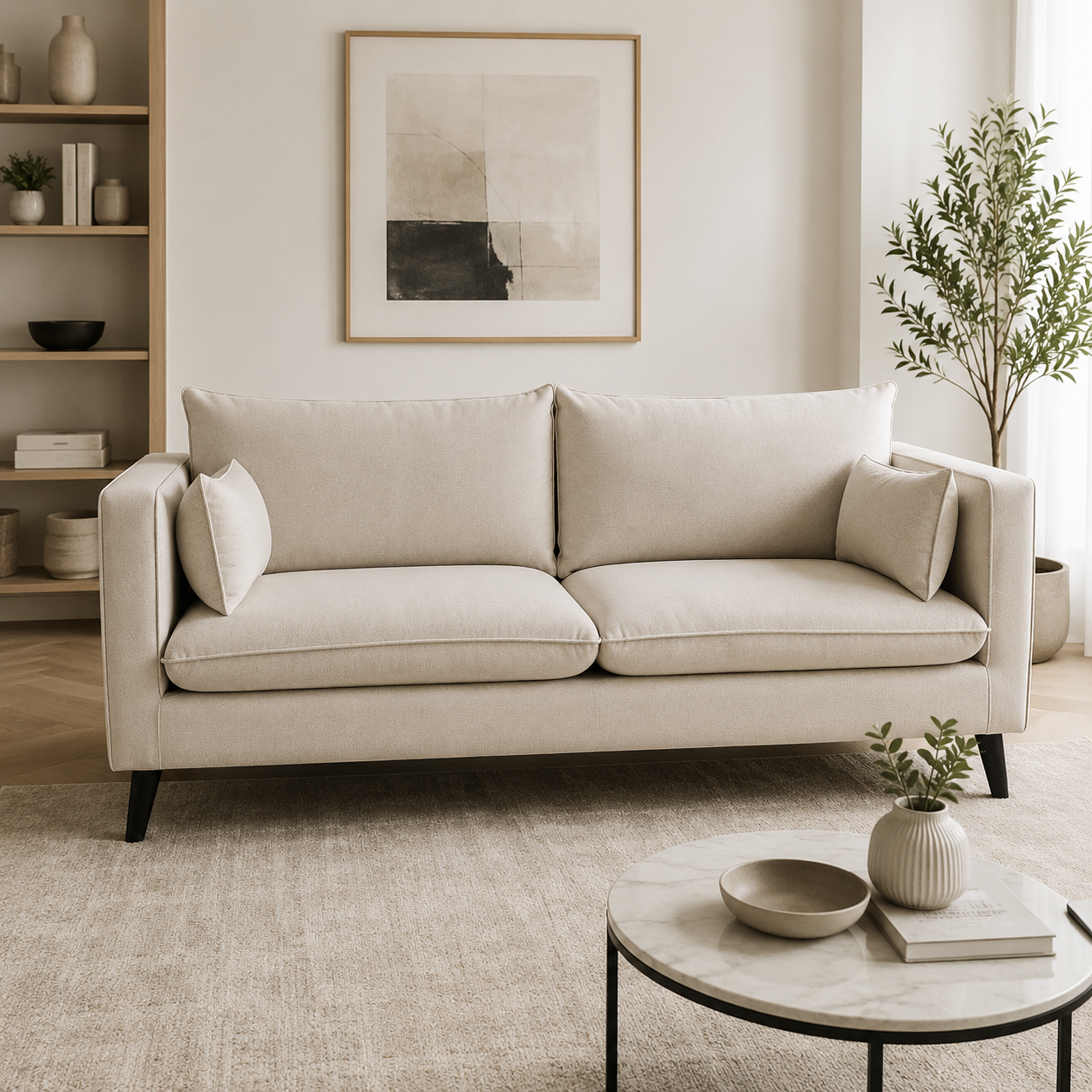 ChatGPT Image 14 ago 2026, 06_26_37 p.m. Sofa Tain 3 Cuerpos Tela Lisa Beige - Imagen 1