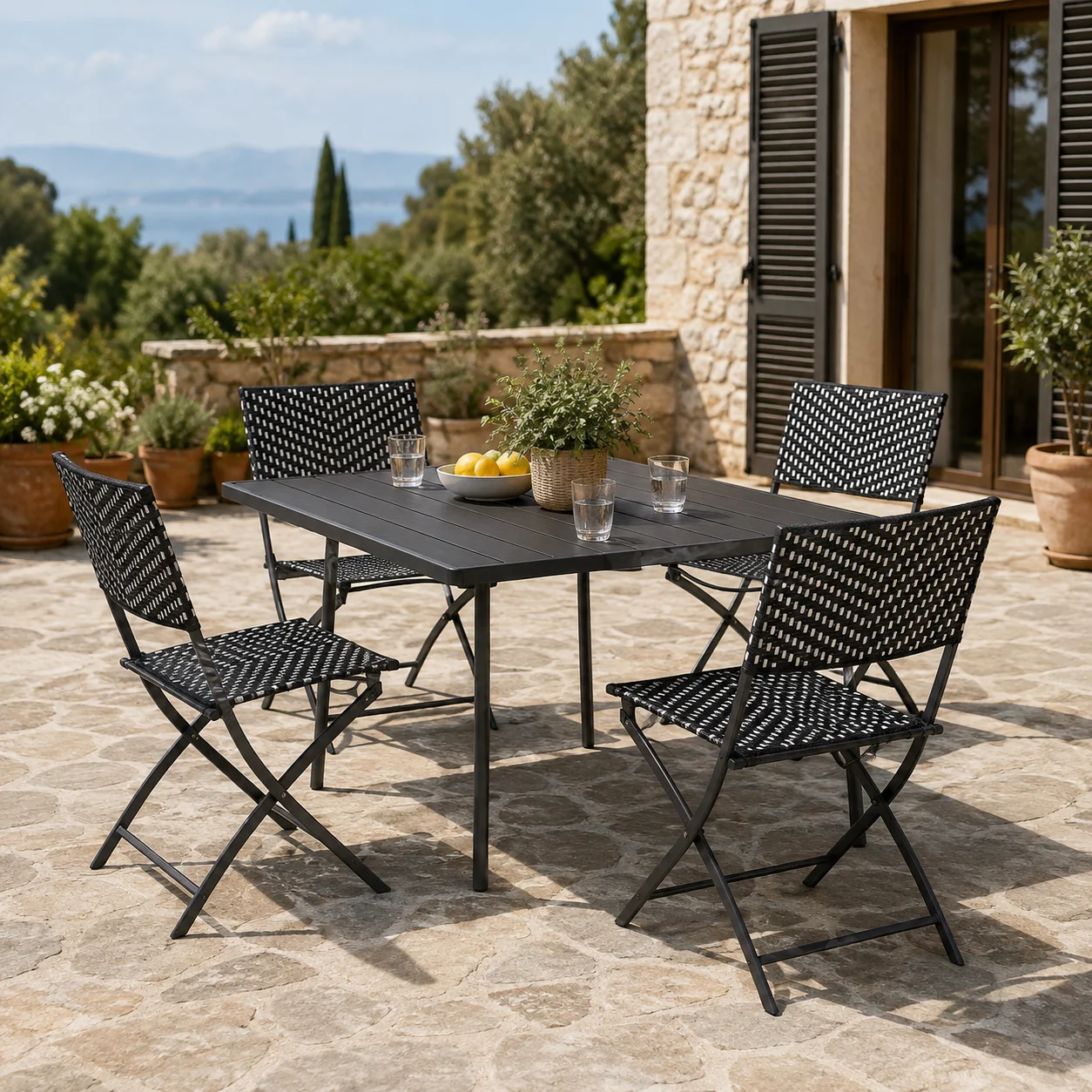 SILLA PLEGABLE 4 Set Sillas de Comedor Plegable de Mimbre para Exterior - StyleWell - Imagen 1