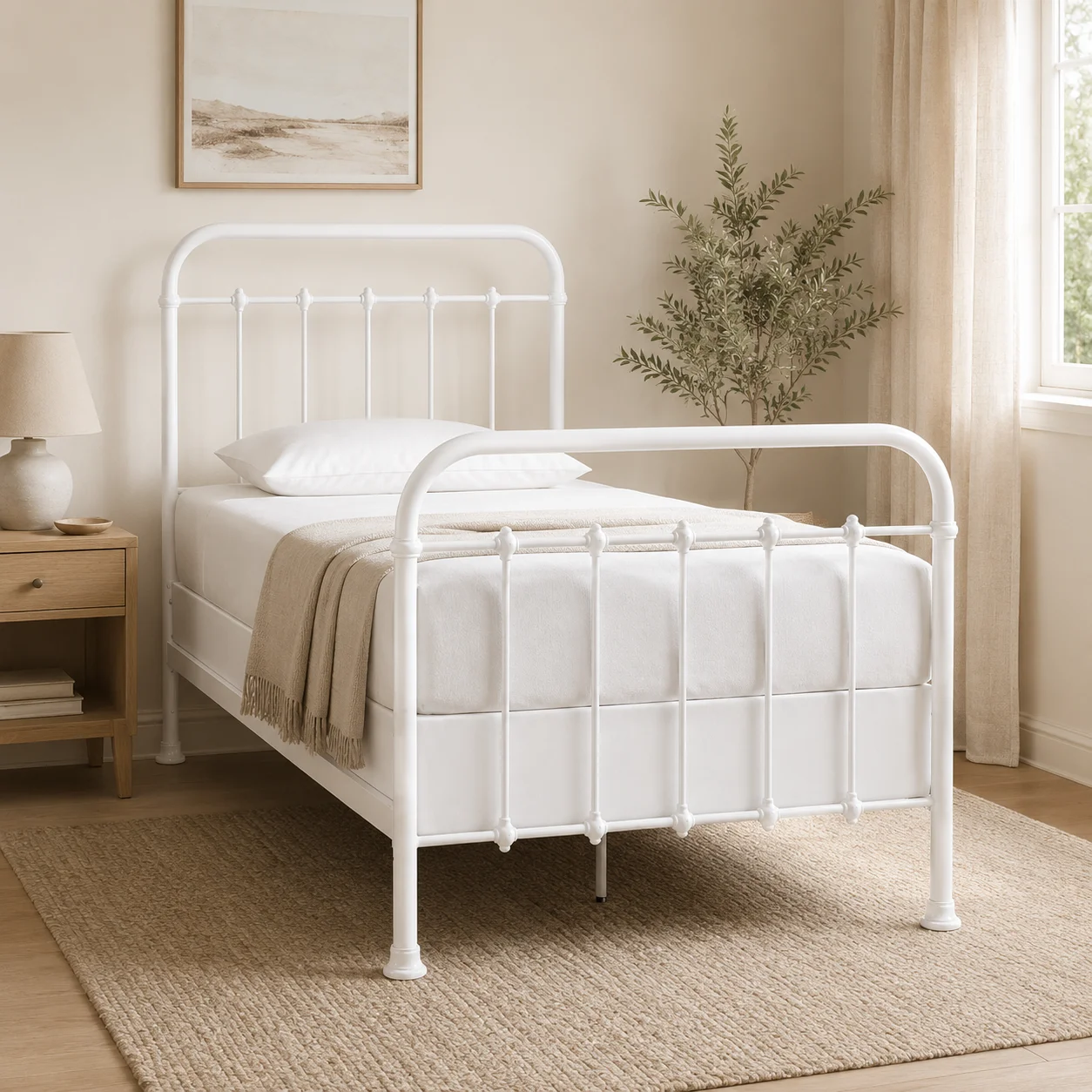 cama Cama Metálica Dorley Farmhouse Blanca Twin XL - Stylewell - Imagen 1