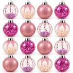 Set 16 Pcs Esferas Navideñas 9cm Rosada